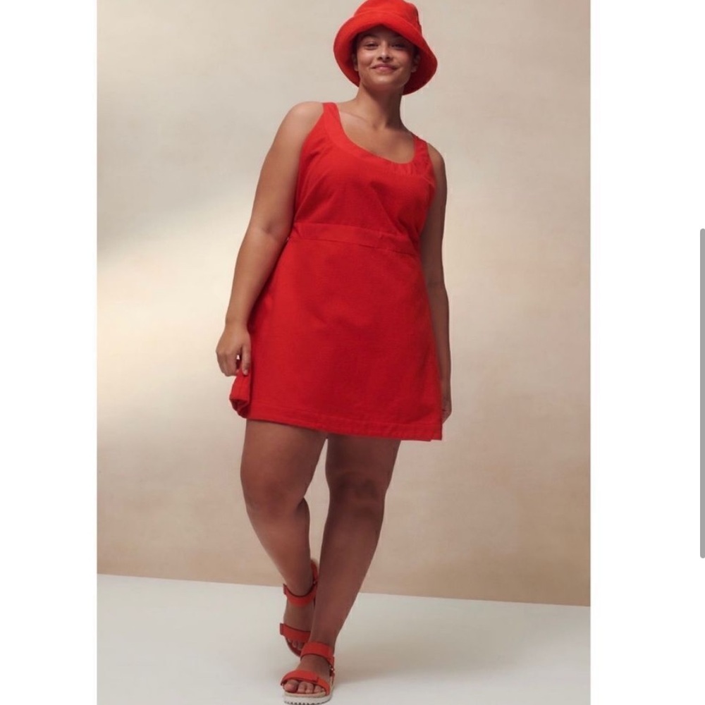 NWT Anthropologie - Maeve Red Sleeveless Scoopneck Mini Dress - Picture 5 of 10